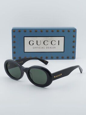 Gucci GG1587SA 001 Oval Sunglasses - Black / Grey